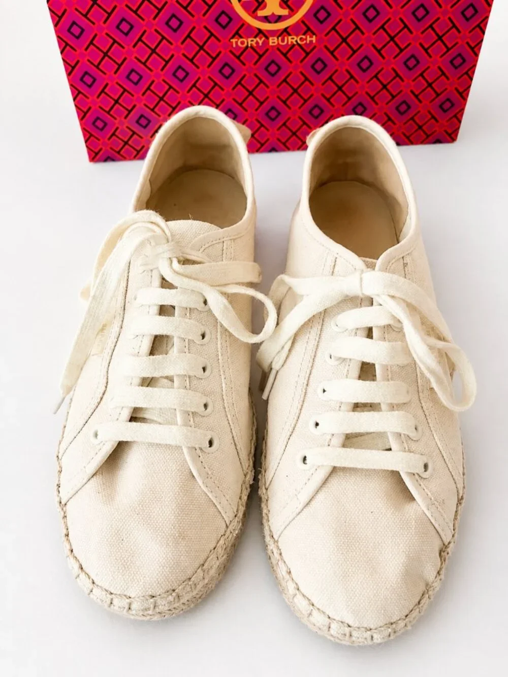 Tory Burch Seaside Oxford Espadrille Canvas Platform Sneakers 9.5